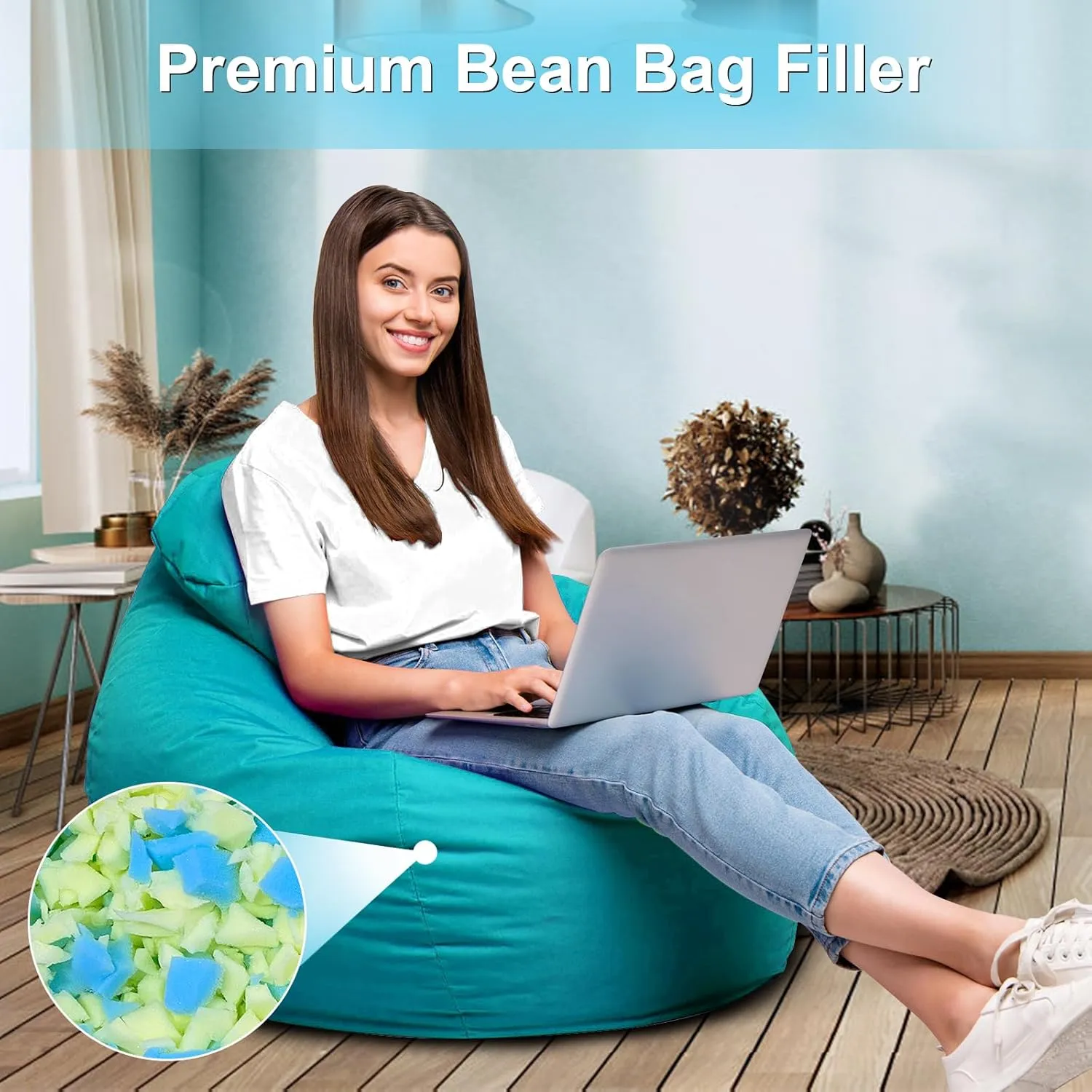 10 LBS Bean Bag Filler - Shredded Memory Foam Filling, Soft and Convenient Bean Bag Chair Refill Beanbag Filling Pillow Stuffing for Couch Cushion Dog Bed Chair Arts Crafts Stuffed Animals