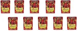 10 Packs Dragon Shield Matte Mini Japanese Crimson 60 ct Card Sleeves Display Case