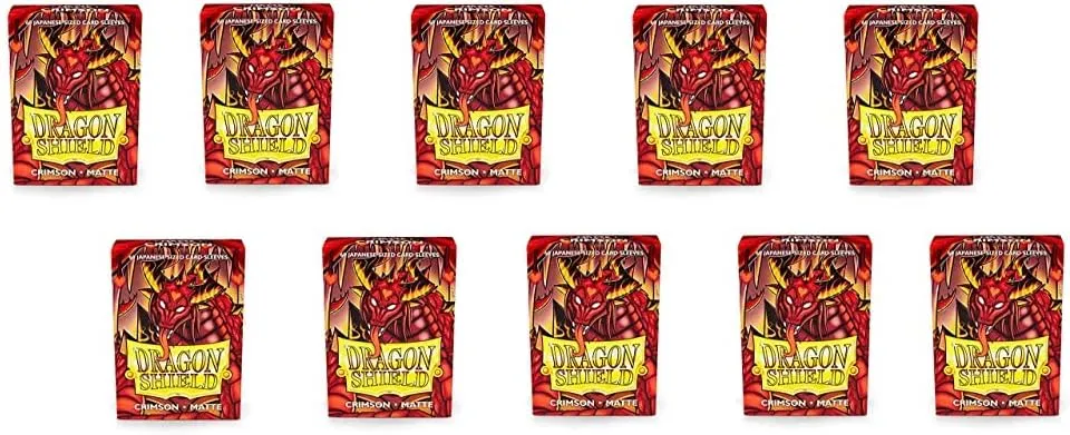 10 Packs Dragon Shield Matte Mini Japanese Crimson 60 ct Card Sleeves Display Case