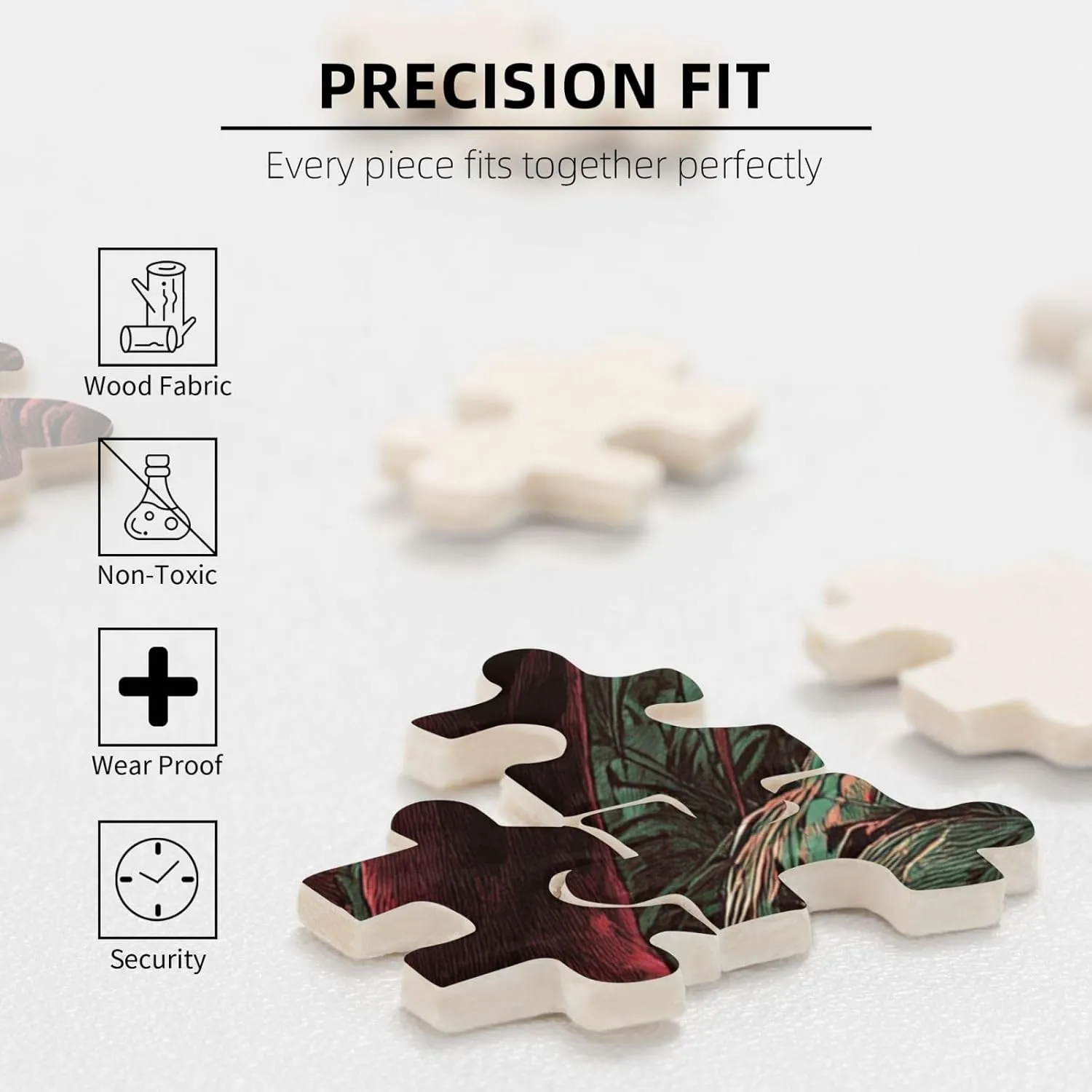 1000pcs Wooden Jigsaw Puzzle,Crimson Panther in Jungle,Challenging Brain Exercise,Therapeutic Primal Focus,Premium Cut,Enjoy The Solving Process,Ideal for Relaxation and Family Fun