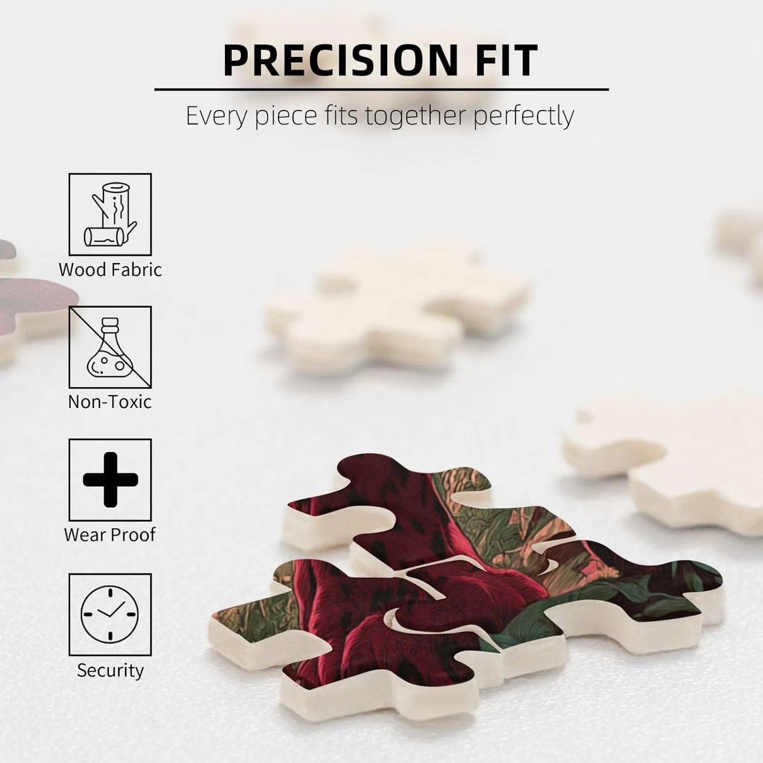 1000pcs Wooden Jigsaw Puzzle,Crimson Panther in Jungle,Challenging Brain Exercise,Therapeutic Primal Focus,Premium Cut,Ideal for Relaxation and Family Fun,Gifts for Family and Friends