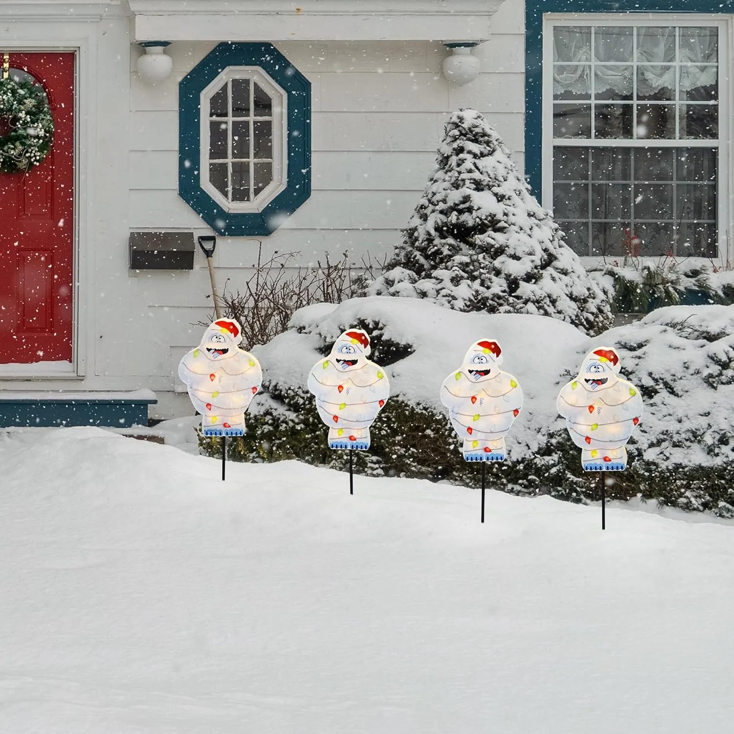 12 Inch Rudolph Pathway Markers Bumble 4 Ct Christmas Holiday Outdoor LED Yard Decor