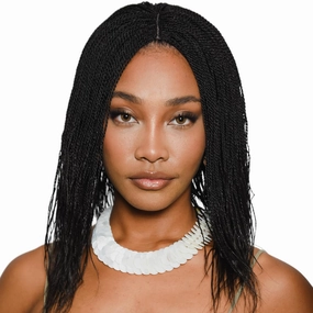 12-Inch Micro Million Twist Braided Wig - Light, Soft Braid Wigs for Black Women with Glueless Front Lace Closure - No Tangle Synthetic Braids - Darkest Brown Color