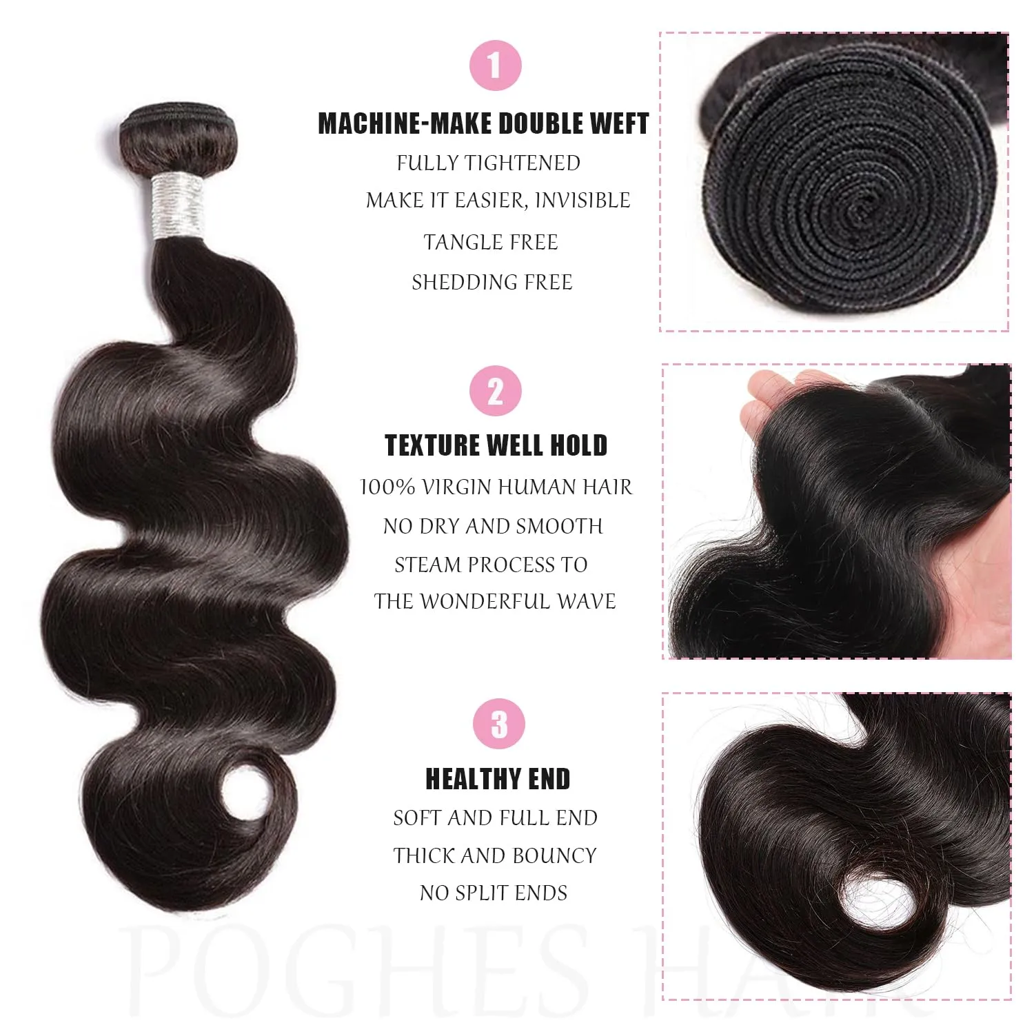 12A Body Wave Bundles Human Hair 100% Unprocessed Brazilian Virgin Hair Bundles 4 Bundles Curly Human Hair for Women(12 Inch)