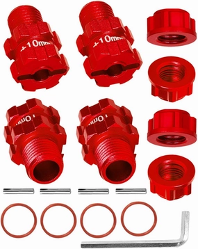 14mm to 17mm Wheel Hex 10mm Extended Wheel Hub Drive with Anti-dust Cap Nuts Upgrades Part for Arrma 1/10 Granite Senton Big Rock Typhon 3S BLX,Aluminum Hex Hub Adapters Hops Up,Red
