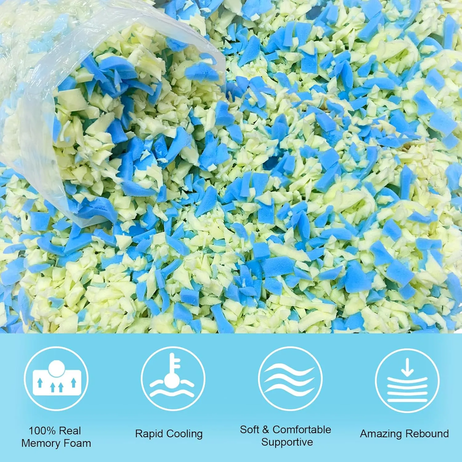 15LBS Bean Bag Filler, Shredded Memory Foam Filling, Comfortable and Soft Bean Bag Chair Refill Beanbag Filling Pillow Stuffing for Couch Cushion Dog Bed Chair Arts Crafts