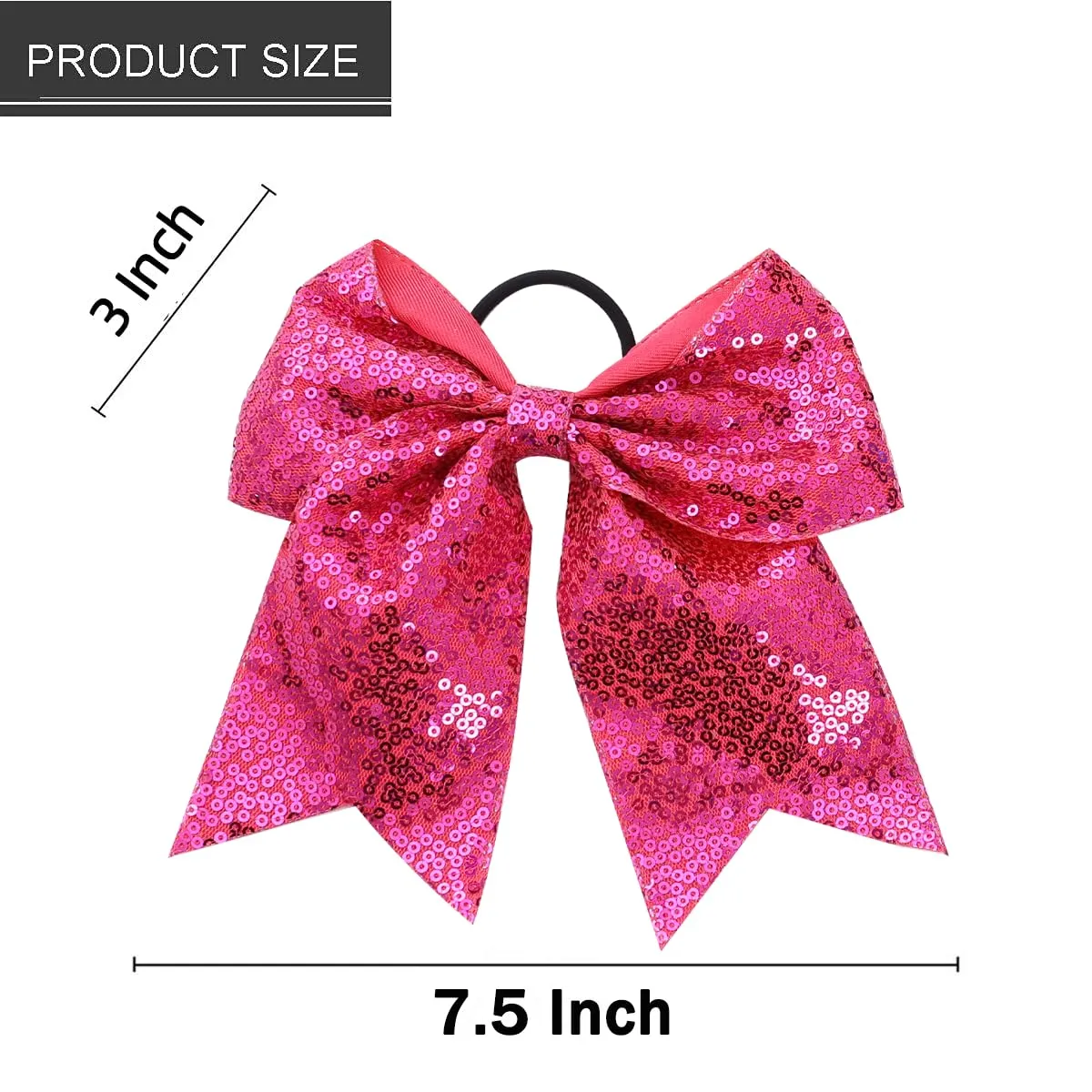 16 PCS Large Glitter Hot Pink Cheer Hair Bows, Shiny Cheerleading Bows Ponytail Holder for Cheerleader Girls Softball Sports and Christmas Tree Decor (Hot Pink)