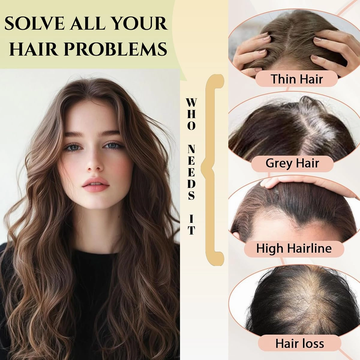 18Inch Hair Toppers for Women with Thinning Hair, Heat Resistant Fibre Synthetic 6.5" x 6.5" Base, Curly Wavy Topper for Women (Ombre Blonde Brown, 18inch)