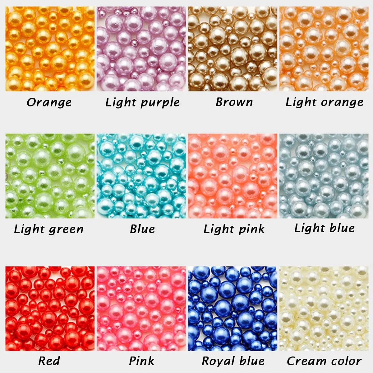 2 Boxes of 12 Grid Nail Art Rhinestones, 10 Bottles of Hollow Gold Foil, 4000 Round Imitation Pearls DIY Nail Art Materials(Light Pink, Light Orange, Bright Red, Light Green)