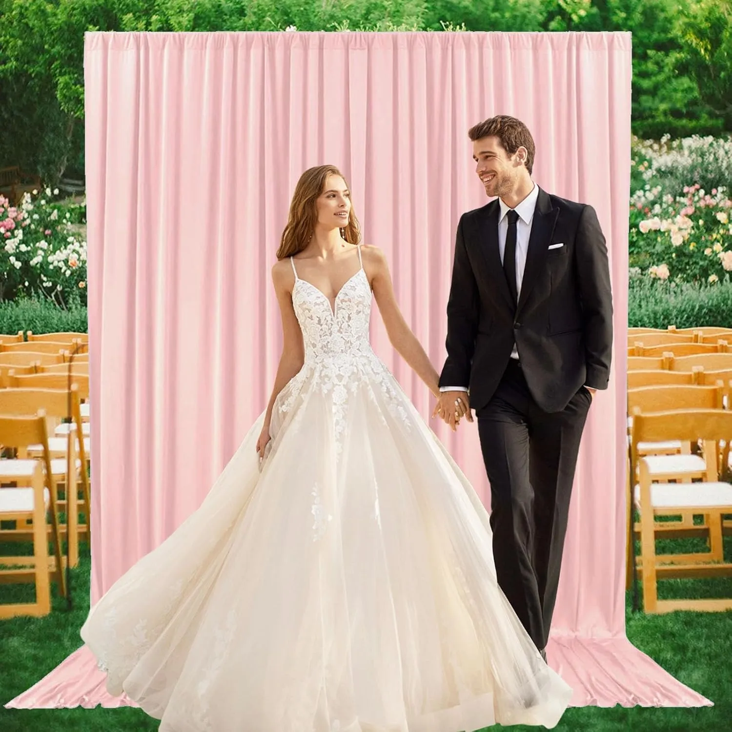 2 Panels Light Pink Backdrop Curtain, 10 x 10 Feet Background Curtains for Parties, Weddings, Baby Showers, Bachelorette Halloween, Christmas Birthday Party Photoshoot Backdrop Curtains Decorations