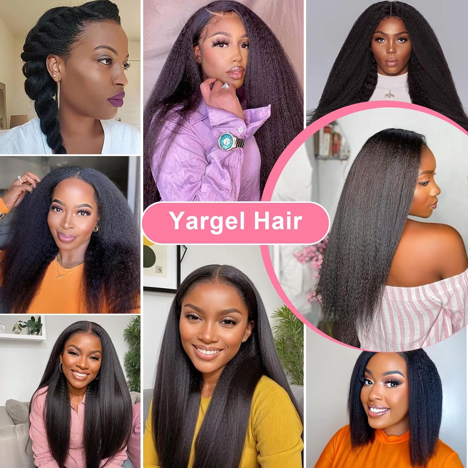 20 Inch 2 Pack Kinky Straight Clip in Hair Extensions for Black Women Yaki Straight Clip ins Full Head Seamless Synthetic Hair Pieces(14 Pcs/Set 32 Clips)