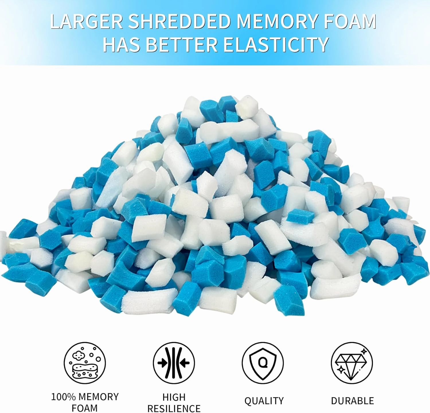 20 LBS Shredded Gel Memory Foam Filling, Comfortable and Soft Bean Bag Chair Filler, Memory Foam Stuffing for Cooling Pillow, Beanbag, Stuffed Animal, Dog Bed, Couch Cushion