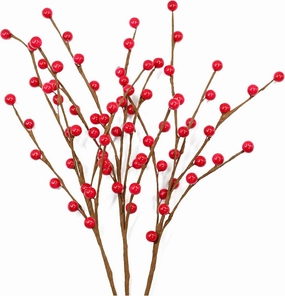 20 Pcs Artificial Red Berries Stems 13.5" Waterproof Berry Branches for Home Holiday Wedding DIY Crafts Decor