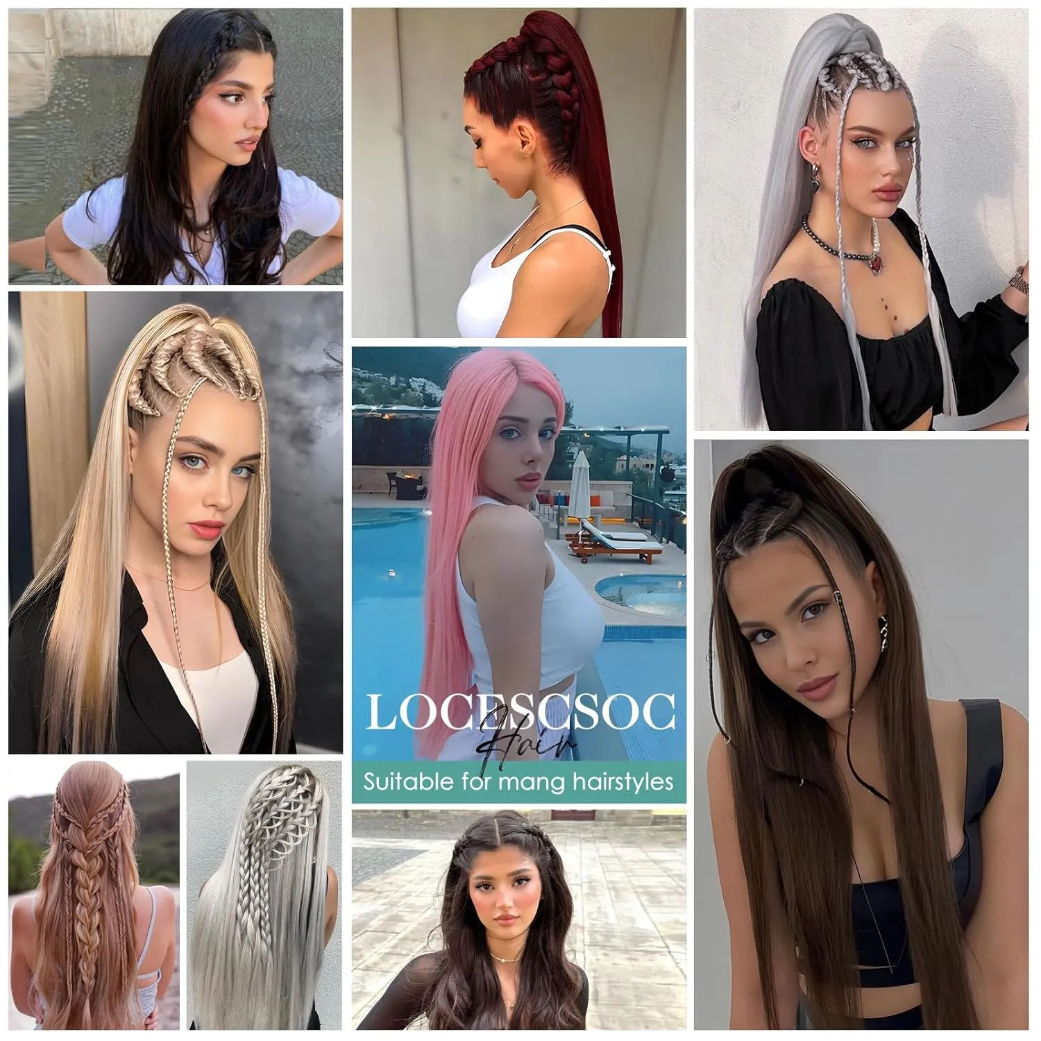 24 Inch Bone Straight Braiding Hair 150g 3 Packs Straight Hair Extensions, Black Blond Ariel Straight Ponytail Hair Bundles, Ombre Soft Synthetic Hair for Women (1B/27, 24 Inch 3 Bundles)