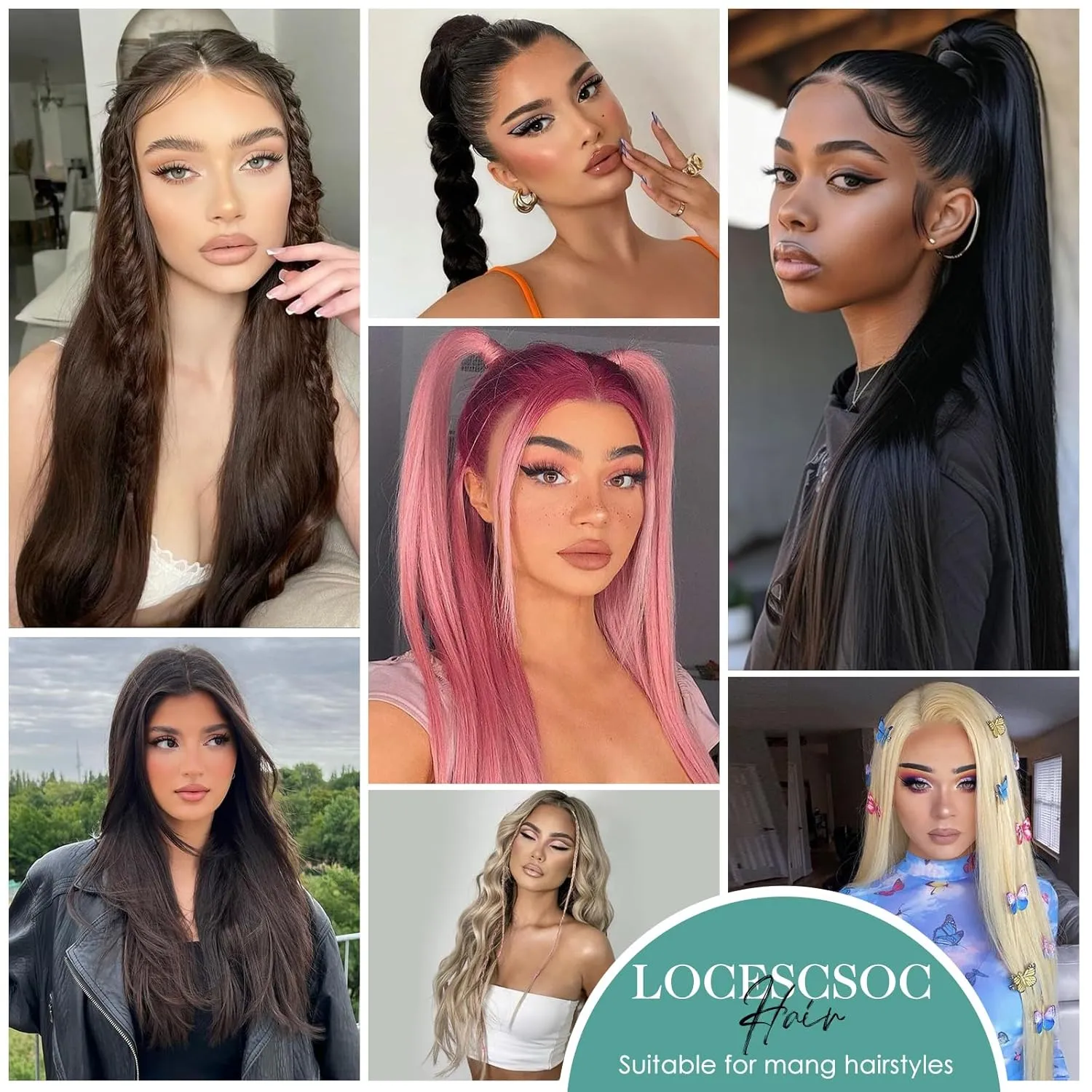 24 Inch Bone Straight Braiding Hair 150g 3 Packs Straight Hair Extensions, Black Blond Ariel Straight Ponytail Hair Bundles, Ombre Soft Synthetic Hair for Women (1B/27, 24 Inch 3 Bundles)