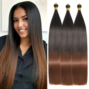 24 Inch Bone Straight Braiding Hair 150g 3 Packs Straight Hair Extensions, Ombre Soft Synthetic Birad for Women (1B/30, 24 Inch 3 Bundles)