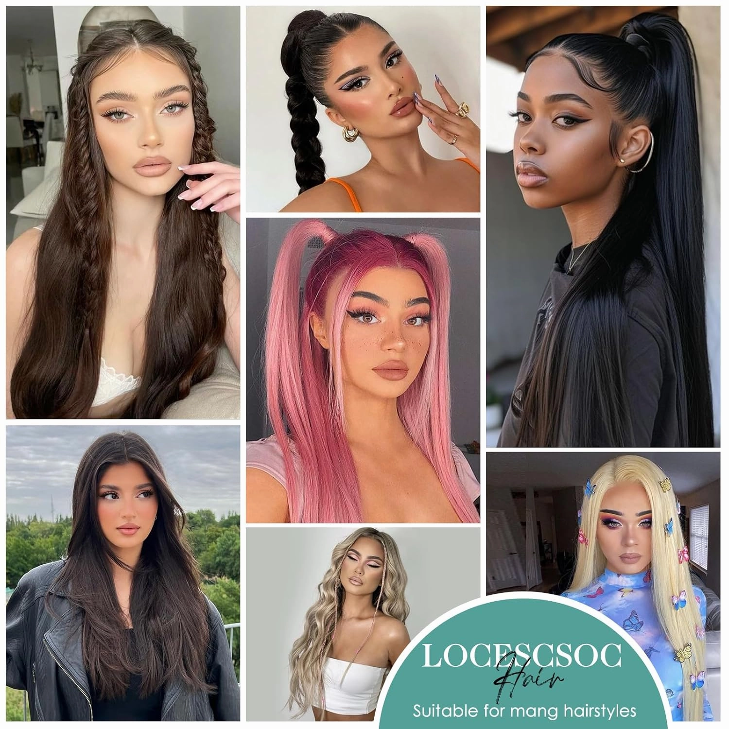 24 Inch Bone Straight Braiding Hair 150g 3 Packs Straight Hair Extensions, Brown Ariel Straight Ponytail Hair Bundles, Ombre Soft Synthetic Hair for Women (33#, 24 Inch 3 Bundles)