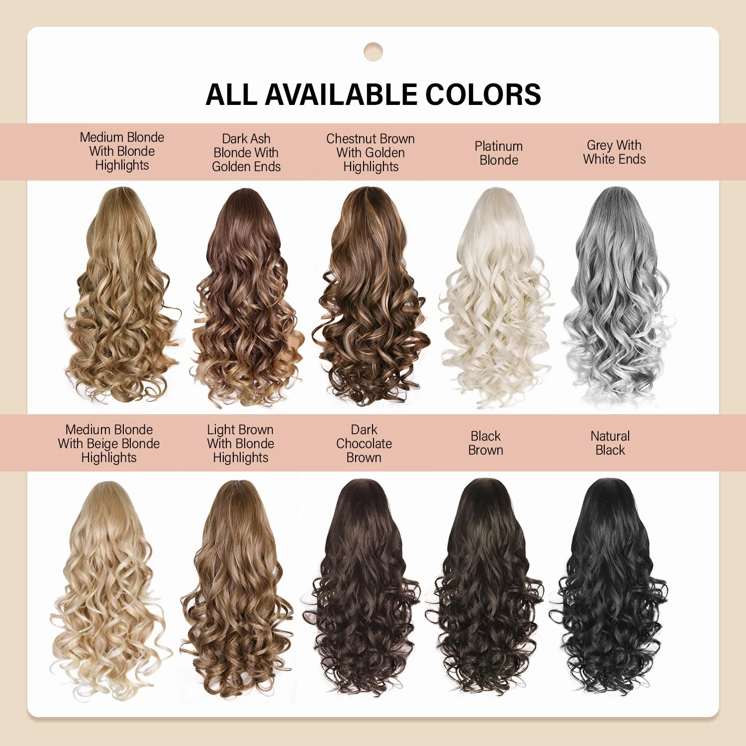 24 Inch Wavy Ponytail Extension, Layered Ponytail Extensions for Women, Soft Synthetic Hair Pieces for Women (Color: Dark Ash Blonde With Golden Ends)