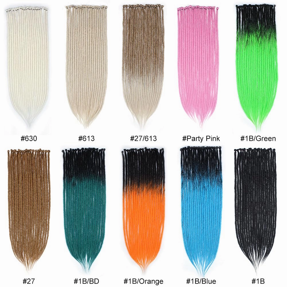 24" SE Thick Dreadlocks Extensions,40 pcs Crochet Dread Braidings Of Synthetic Hair Hip Hop Style For Women and Man, 1B/Maroon Red