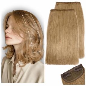 2 Pcs Short Clip in Hair Extensions, Human Hair Clip in Extensions for Women 6 inch Honey Blonde