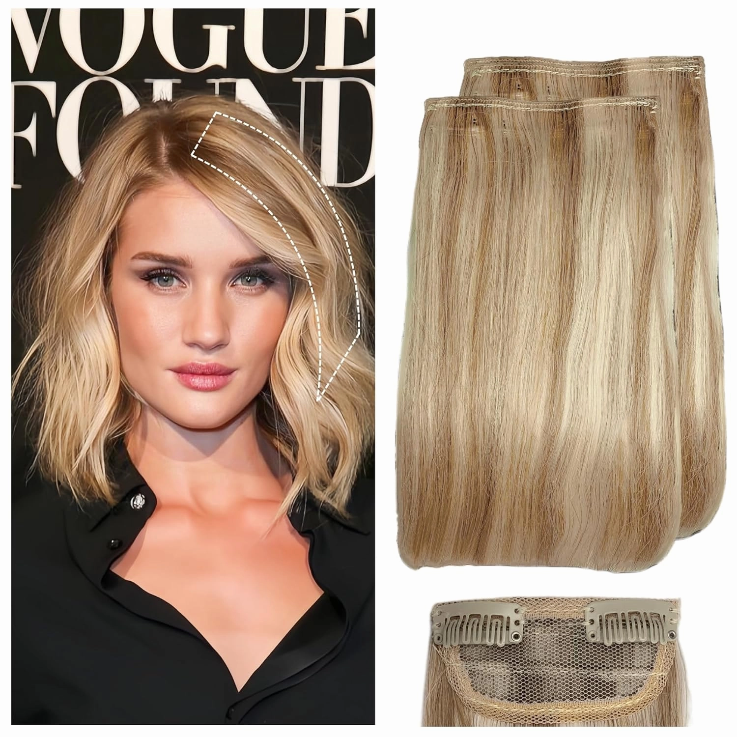 2 Pcs Short Hair Extensions, Human Hair Clip in Extensions, Real Hair Extensions Clip in Human Hair, Hair Pieces for Women 6 inch Light Golden Brown Mixed Bleach Blonde