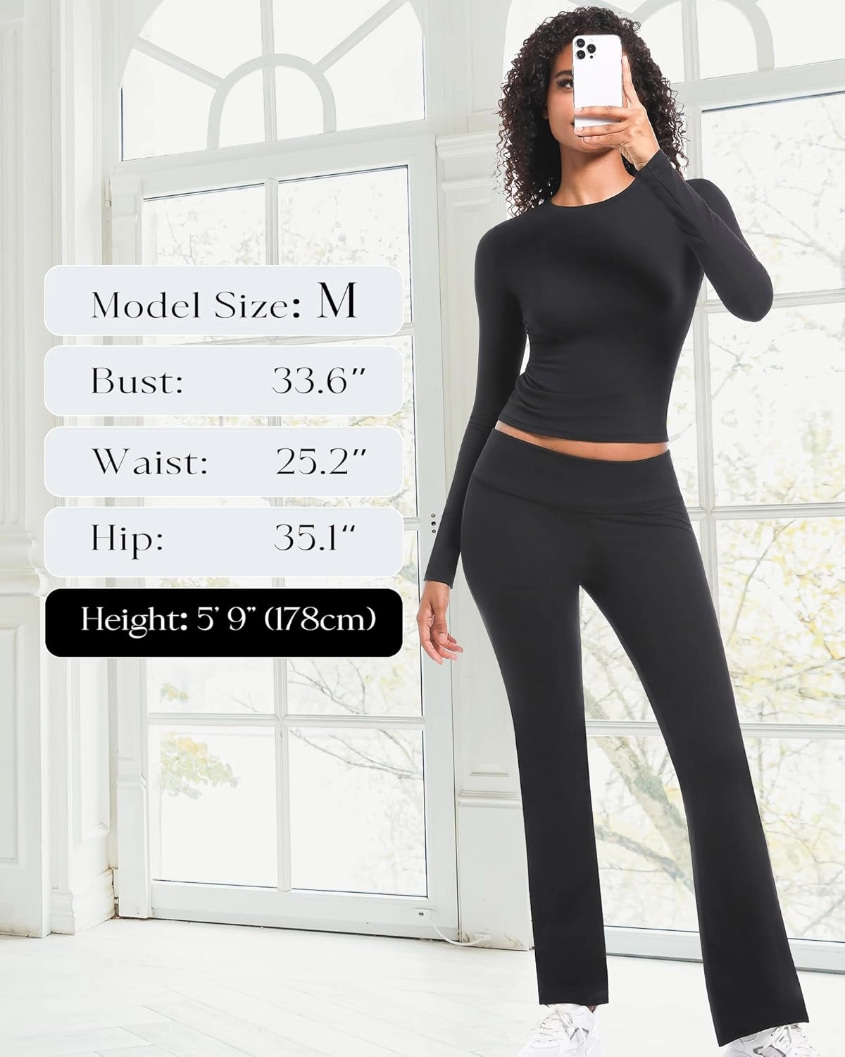2 Piece Lounge Sets for Women Casual Long Sleeve Crop Top Fold Over Flare Yoga Leggings Pants Outfits Pajamas Set
