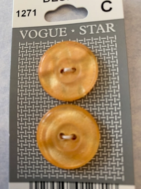 2 x 22mm Peach 2 Hole Double Rim Buttons (1271)