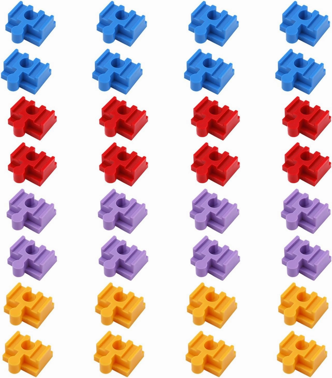 32pcs Train Track Accessories, Plastic Track Connectors Adapter 4 Colour Train Toys Expansion Pack Compatible with All Major Brands Wooden Train Track Accessories