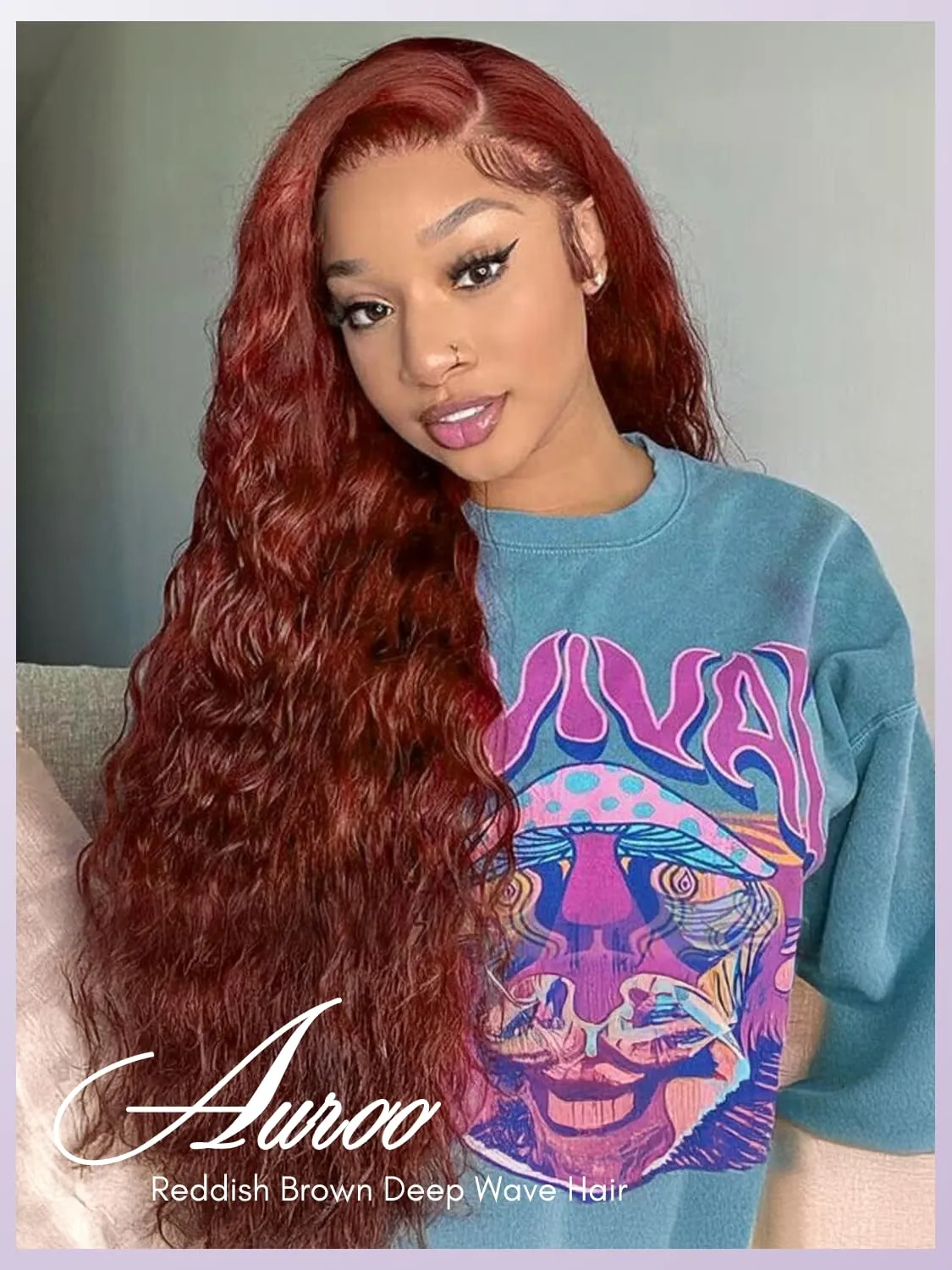 #33B Reddish Brown 3 Bundles with Closure, 100% Virgin 10A Brazilian Curly Weaves Thick Track Auburn Deep Wave Bundles with 4x4 HD Lace Closure Copper Red Colored Human Hair Remy 12 14 16 12