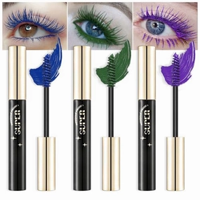 3 Color Colored Mascara Set,Green Blue Purple Mascara Colorful Long Lasting Waterproof Hyperallergenic Mascara for Eyelashes,Purple Blue Gre