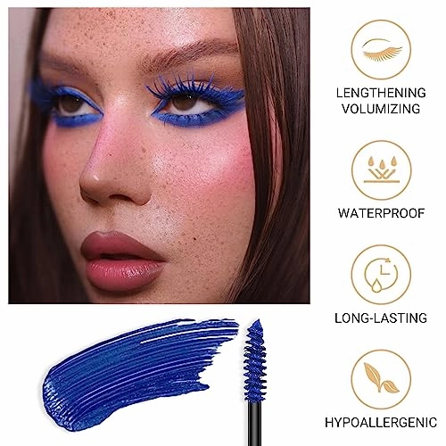 3 Color Colored Mascara Set,Green Blue Purple Mascara Colorful Long Lasting Waterproof Hyperallergenic Mascara for Eyelashes,Purple Blue Gre