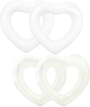 4 Pack Inflatable Swim Rings Float Heart Shaped Swimming Circle Pool Floats for Adults Pool Beach Party Supplies, 47.2 x 39.4 Inch