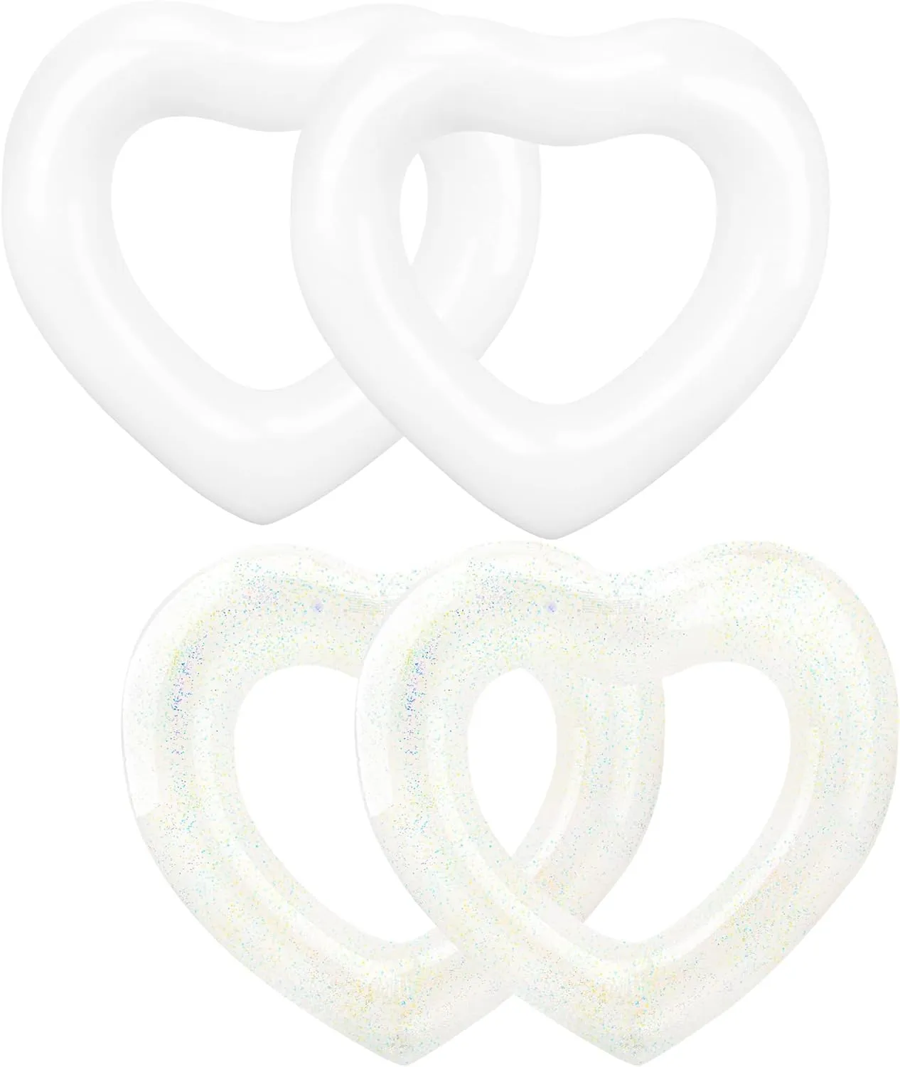4 Pack Inflatable Swim Rings Float Heart Shaped Swimming Circle Pool Floats for Adults Pool Beach Party Supplies, 47.2 x 39.4 Inch