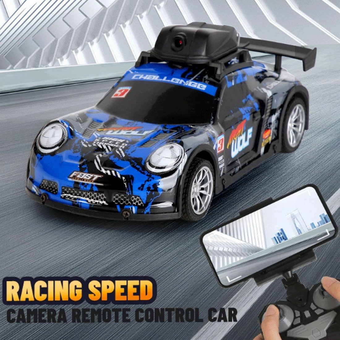 4CH 1:16 High Speed 2.4GHz Race Car with Camera, Long Lasting Electric RC Car with Led Light,Gift for Adults & Teens