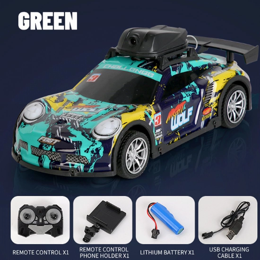 4CH 1:16 High Speed 2.4GHz Race Car with Camera, Long Lasting Electric RC Car with Led Light,Gift for Adults & Teens