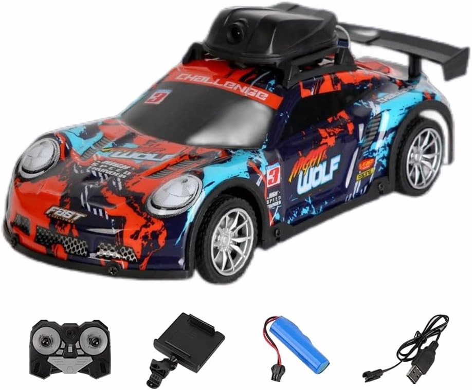 4CH 1:16 High Speed 2.4GHz Race Car with Camera, Long Lasting Electric RC Car with Led Light,Gift for Adults & Teens