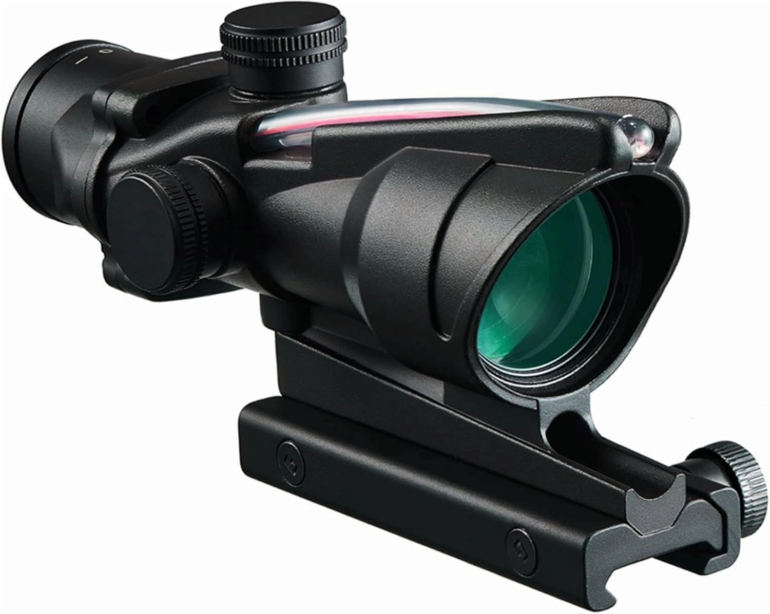 4x32 Prism Scope with Red Fiber Optic Chevron, Black