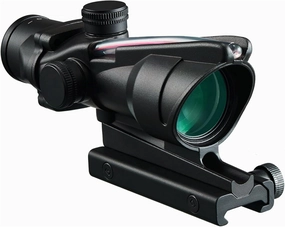 4x32 Prism Scope with Red Fiber Optic Chevron, Black