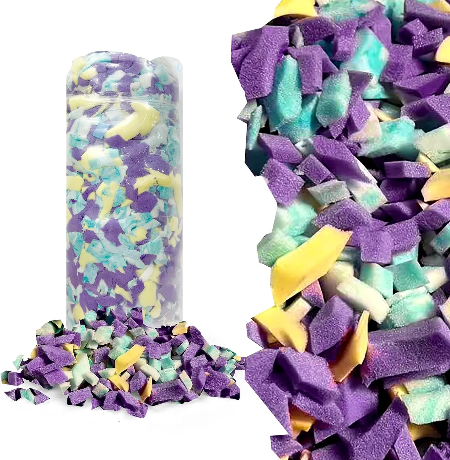 5 lb Shredded Memory Foam Filling Colored, Premium Soft Bean Bag Filler for Pillow Stuffing Bean Bag Chair Couch Cushion Filling and Dog Bed Fill, Hexagonal granular Gel Particles