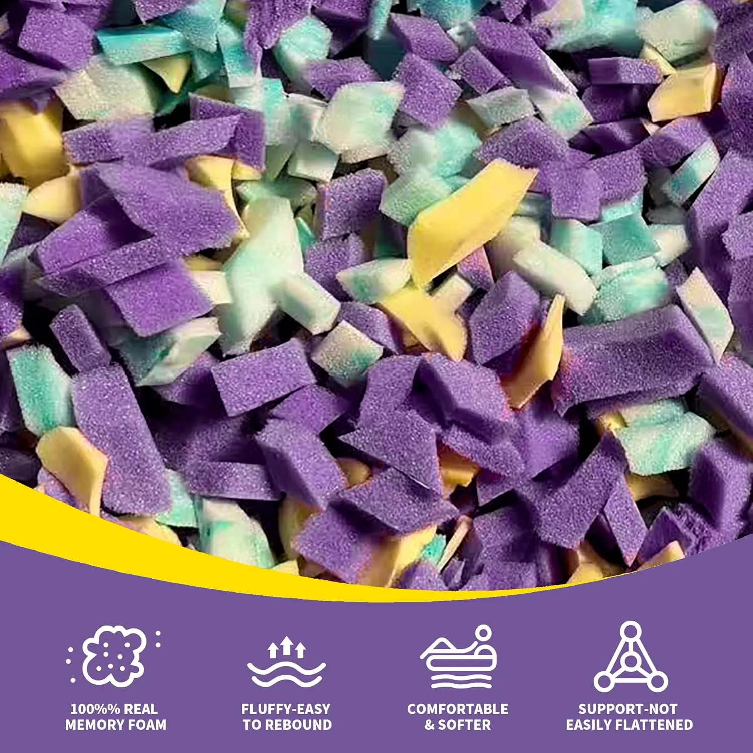 5 lb Shredded Memory Foam Filling Colored, Premium Soft Bean Bag Filler for Pillow Stuffing Bean Bag Chair Couch Cushion Filling and Dog Bed Fill, Hexagonal granular Gel Particles