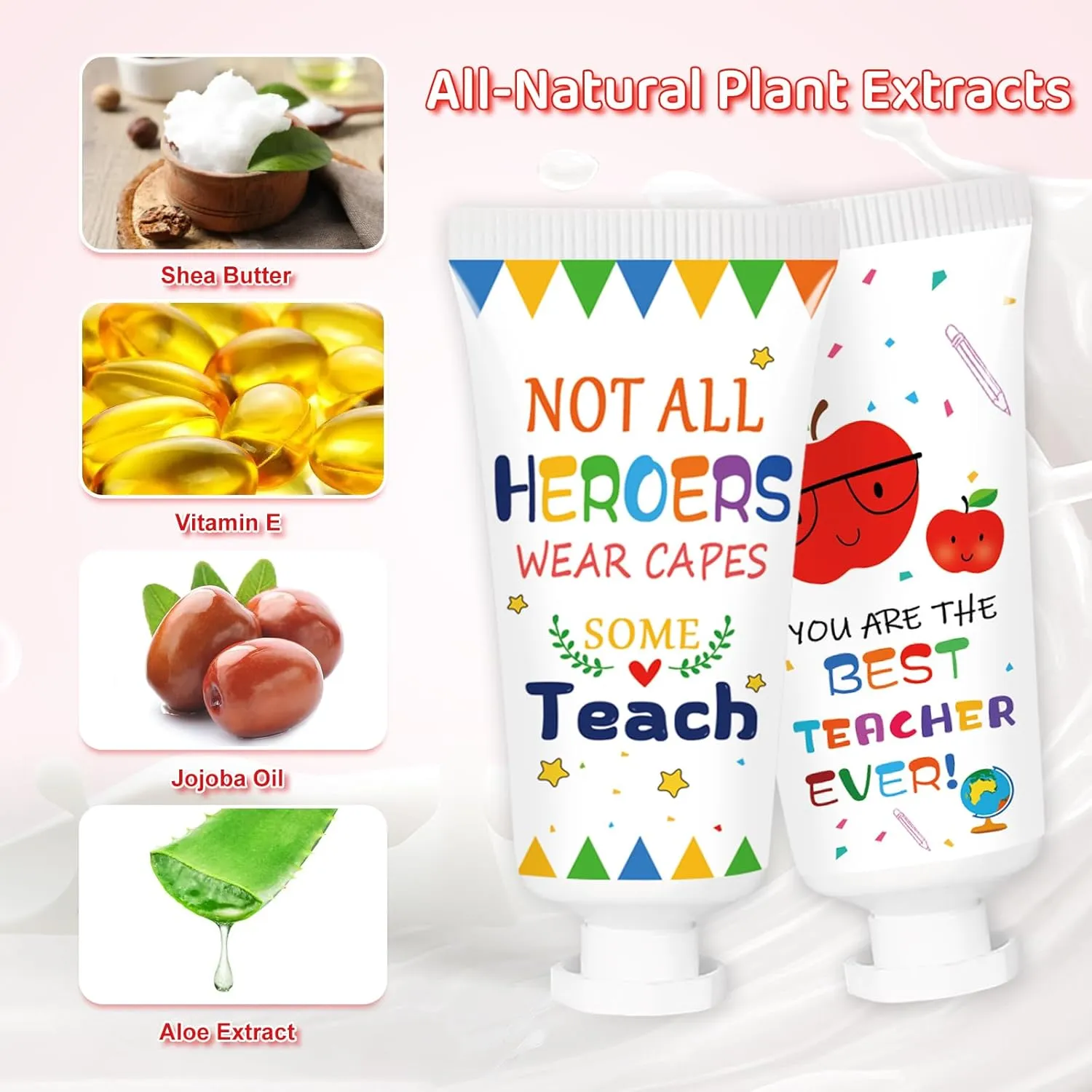 50 Pcs Hand Cream Gifts Bulk, Inspirational Figure Hydrating and Soothing Hand Lotion for Wedding Guests Baby Shower Party Favors Supplies (Teacher, S)