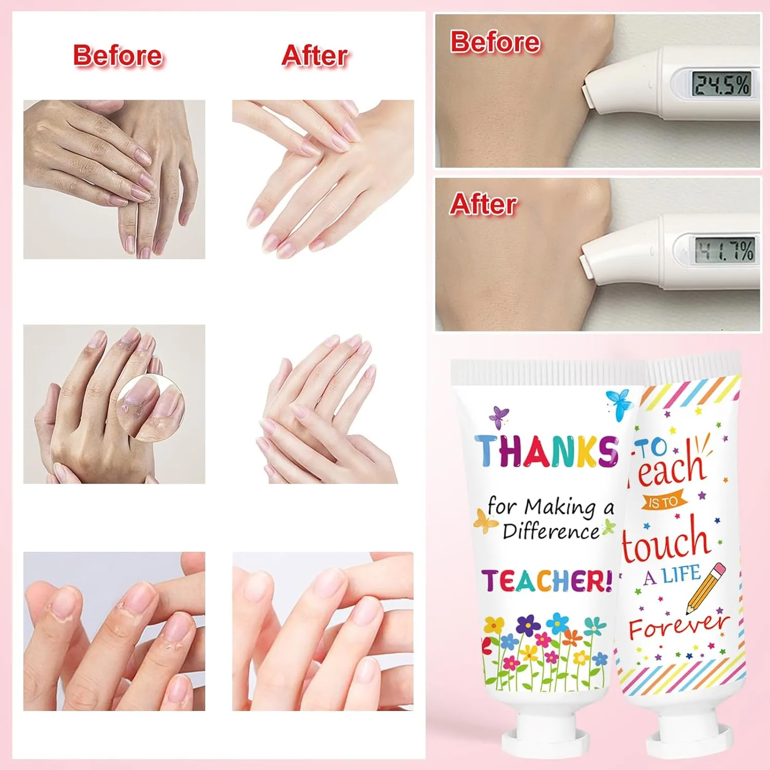 50 Pcs Hand Cream Gifts Bulk, Inspirational Figure Hydrating and Soothing Hand Lotion for Wedding Guests Baby Shower Party Favors Supplies (Teacher, S)