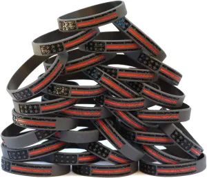50 Vintage Flag Thin RED Line Wristbands