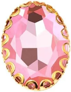 500 Pcs Sew on Rhinestones, Base Lacy Crytal Gems for Crafts,13x18 mm Glass Rhinestones with Gold Claw for Jewels Making Clothing Shoes Wedding DIY,Light Pink