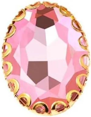 500 Pcs Sew on Rhinestones, Base Lacy Crytal Gems for Crafts,13x18 mm Glass Rhinestones with Gold Claw for Jewels Making Clothing Shoes Wedding DIY,Light Pink