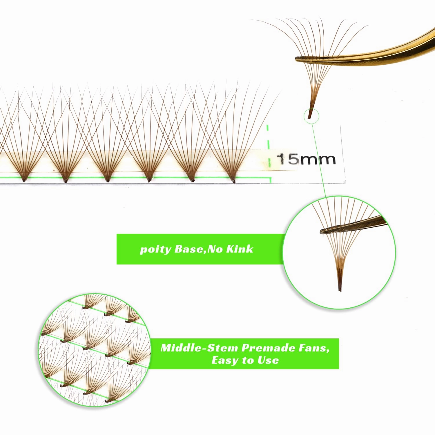 500 Premade Fans Eyelash Extensions 8-15mm Mixed Length Brown Promade Lash Fans D Curl Premade Fans Pointed Thin Base Handmade Volume Premade Lash Extensions Fans(Brown,10D-0.07-D-8-15MM)