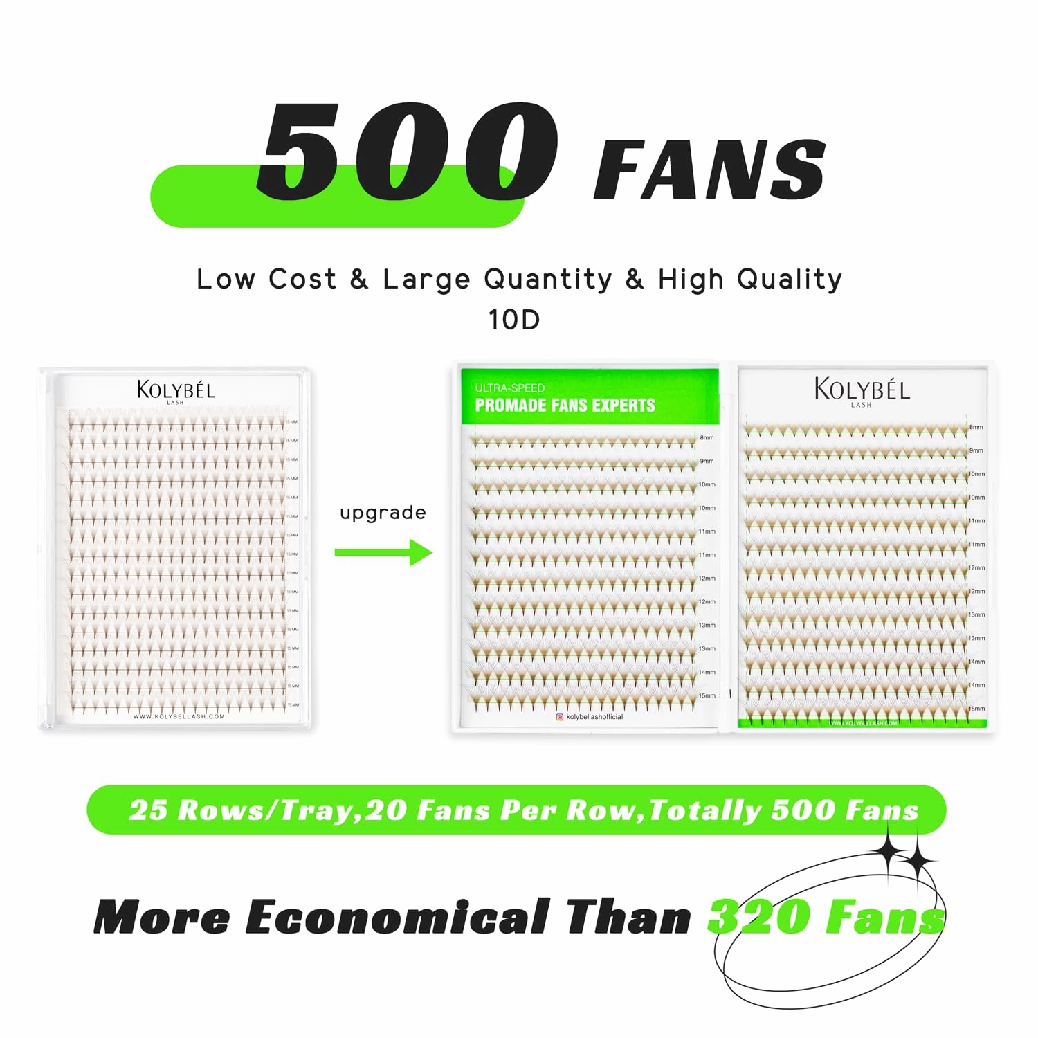 500 Premade Fans Eyelash Extensions 8-15mm Mixed Length Brown Promade Lash Fans D Curl Premade Fans Pointed Thin Base Handmade Volume Premade Lash Extensions Fans(Brown,10D-0.07-D-8-15MM)