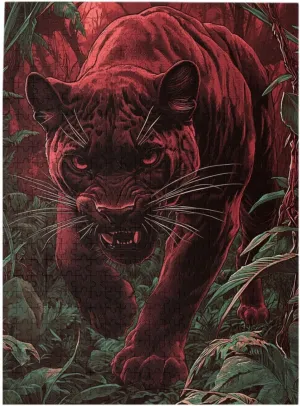 500pcs Wooden Jigsaw Puzzle,Crimson Panther in Jungle,Challenging Brain Exercise,Therapeutic Primal Focus,Premium Cut,Enjoy The Solving Process,Ideal for Relaxation and Family Fun