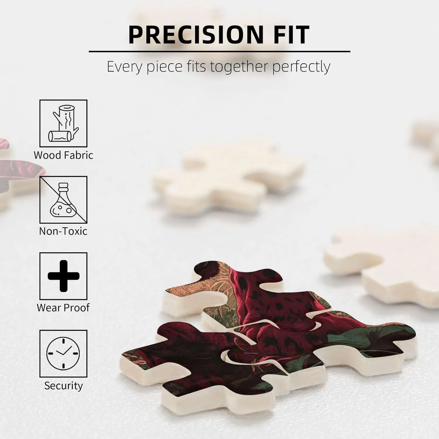 500pcs Wooden Jigsaw Puzzle,Crimson Panther in Jungle,Challenging Brain Exercise,Therapeutic Primal Focus,Premium Cut,Ideal for Relaxation and Family Fun,Gifts for Family and Friends