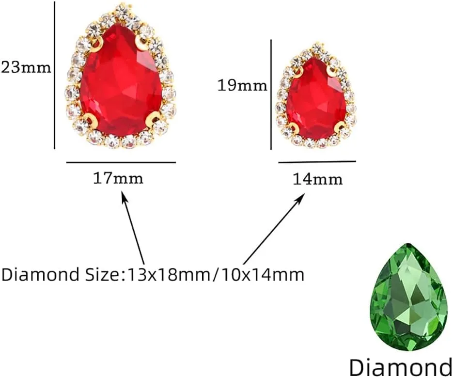 50Pcs Water Drop Crystal Edge Rhinestones for Crafting,10x14 mm Gold Claw Sew on Rhinestones for Bedazzling,Bedazzling Gems for Crafting DIY Jewelry Dress Clothes Shoes(Light Pink)
